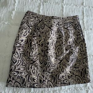LOFT Floral Jacquard Mini Skirt in Black and Cream